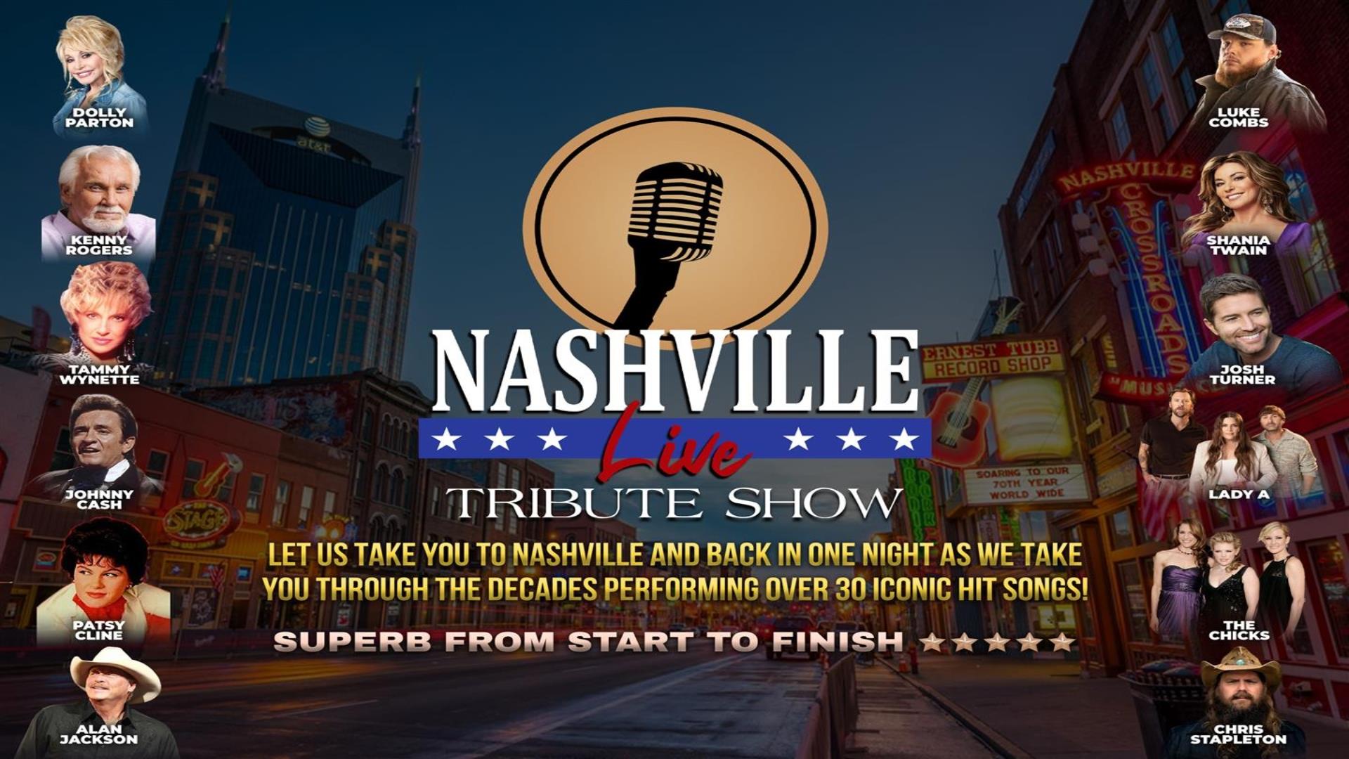 Image is of the various artists that are performing at Nashville live