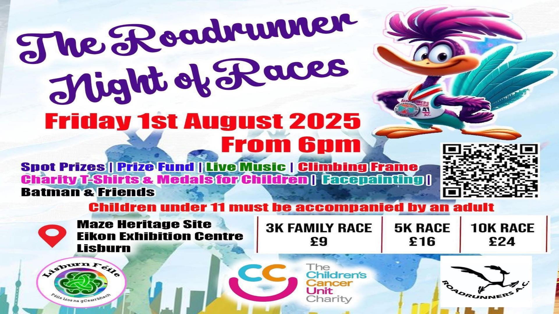 Image is poster advertising Roadrunner Night of the Races event