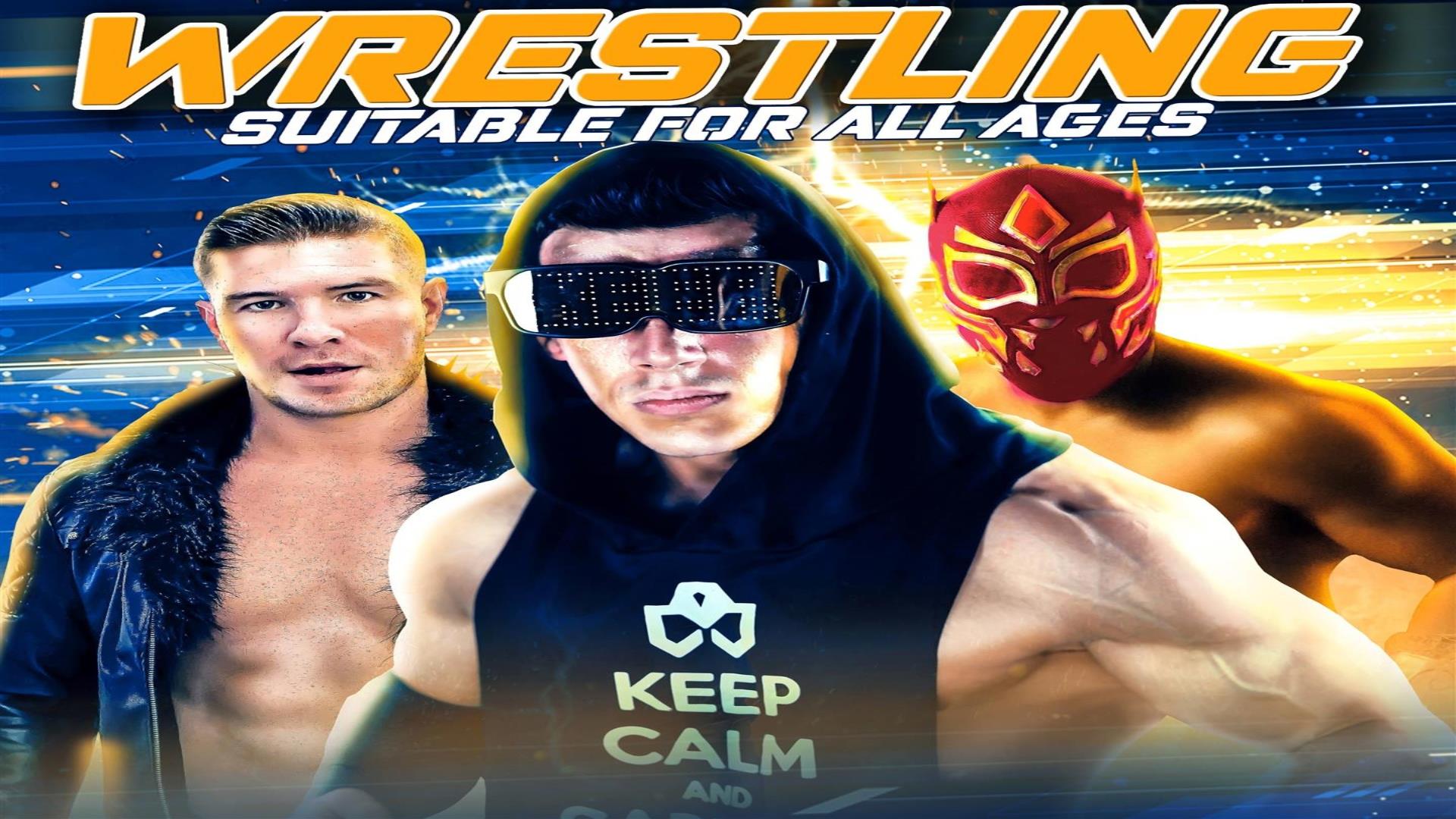 Image is of three wrestlers dressed for a match