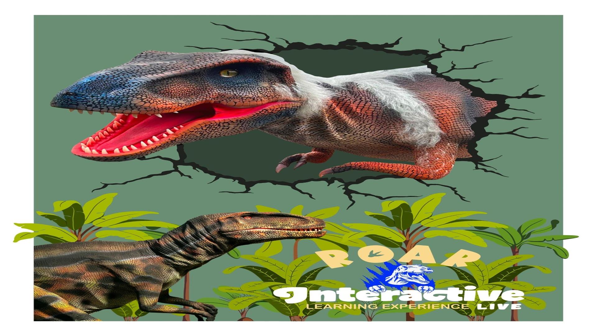 Poster for Roar Interactive with 2 dinosaurs