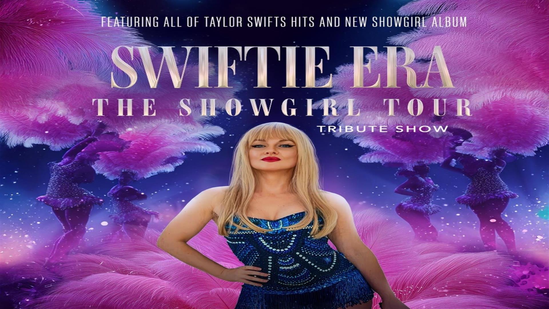 Image shows Swiftie Tribute act star wearing blue dress.