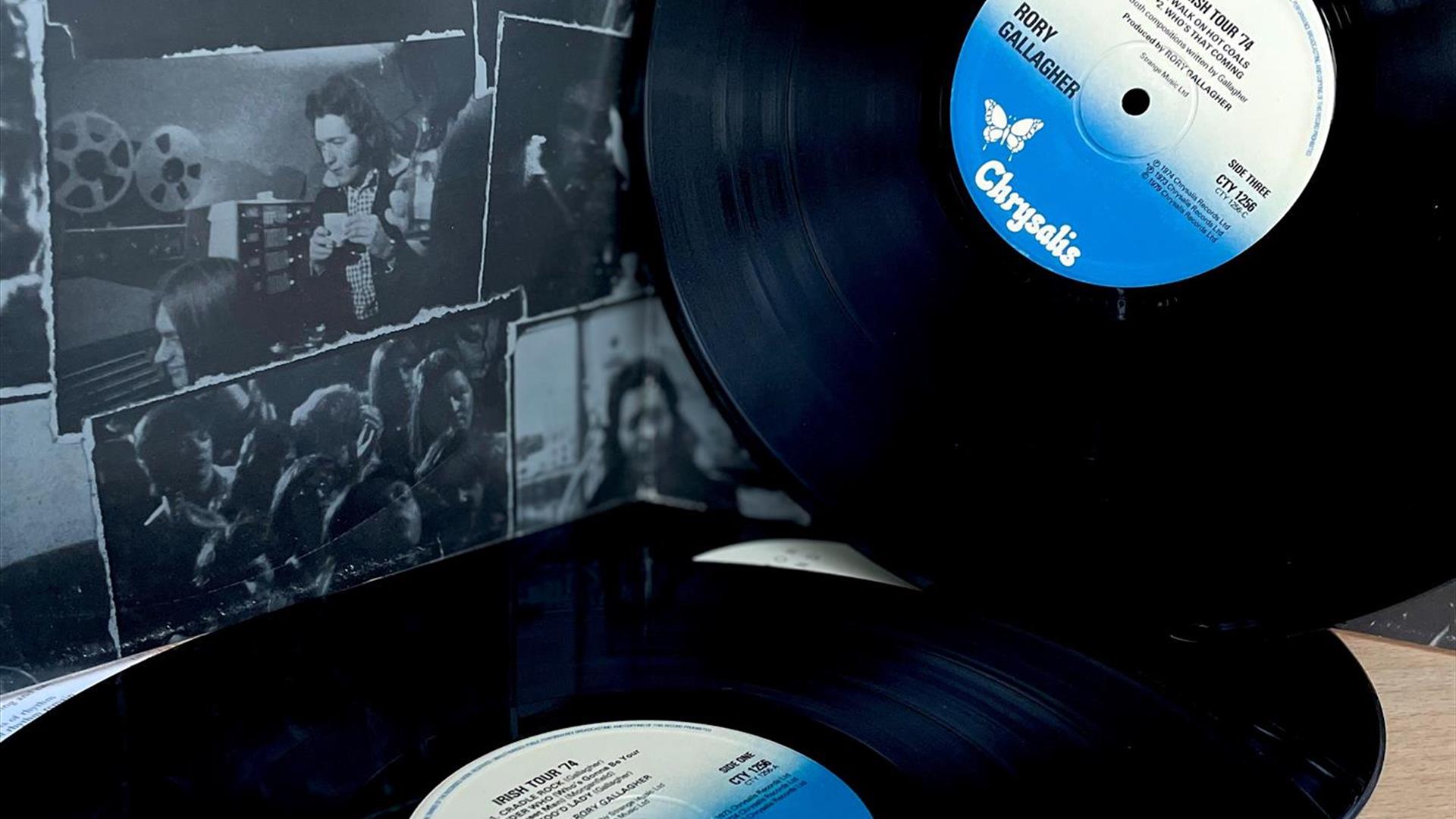 2 vinyl records with images of Rory Gallagher