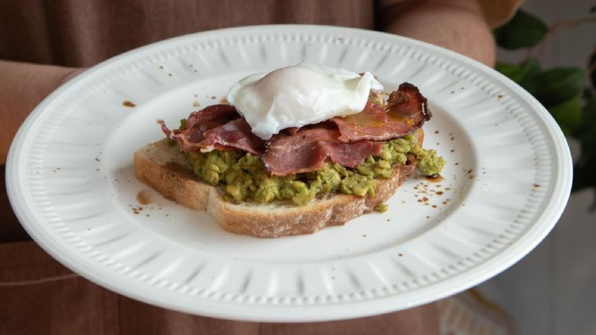 An image of Bacon, egg and avocado on toast