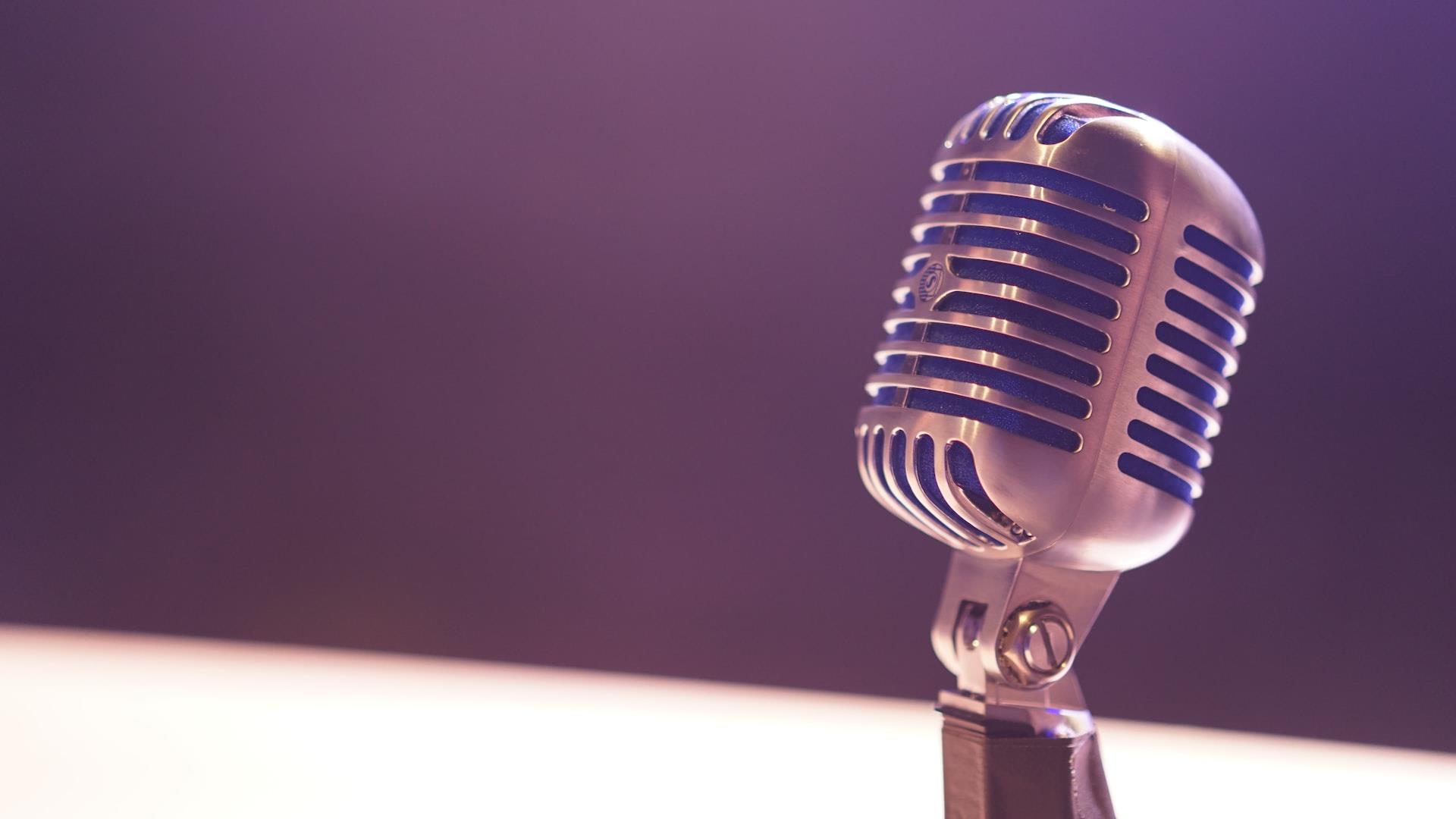 Microphone with purple background image by Matt Botsford google unsplash free image