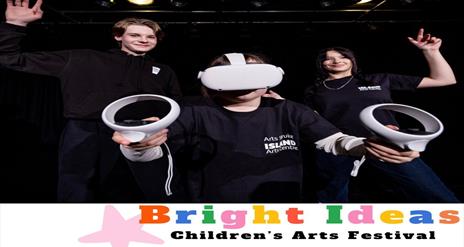 3 Members of Bright Ideas Children's Art Festival using Gaming head set.