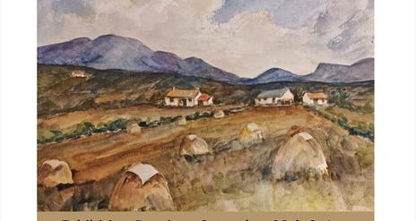 Poster with Irish Cottages on a mountain