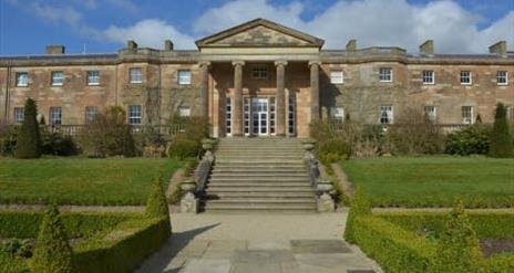 Image shows front of Hillsborough Castle and grounds