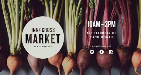 Image shows poster of Inns Cross Market with date and time advertised