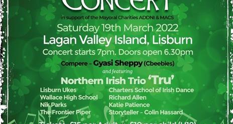 Image is of a poster advertising the Mayor's St.Patrick's Day concert in Lisburn