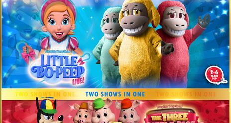 Images are of different characters from the stage show Little Bo Peep