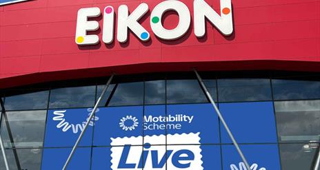 Image is showing the logo for the Motability Live show a the Eikon Centre in Lisburn