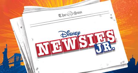 Image shows newspapers with Disney Newsies Jnr Advertised