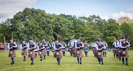 Pipe Band marching outside