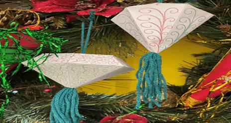 image is 3D paper Christmas baubles