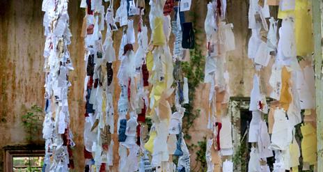 Image is of exhibition called Singing Threads: Songs and Stories of Ulster's Mill Life by Eimear Magee