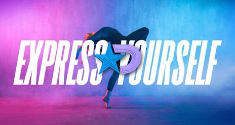 Image is of a dancer with the words Express Yourself