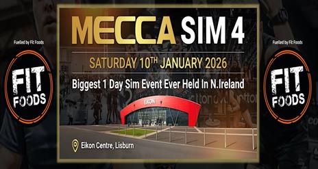 Image is of MECCA Sim 4 event being held in the Eikon Centre in Lisburn