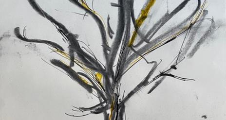 Image is of a painting of a tree by Lisburn artist Rachel Gomme
