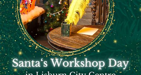 Image is of Santa in his workshop