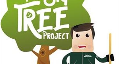 Post of a cartoon character of a man planting a tree.
