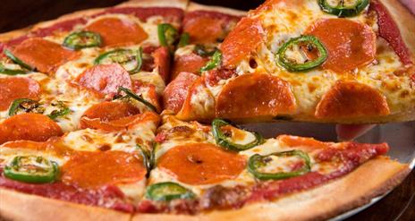 Image is of a pepperoni pizza