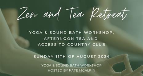 Image is poster of Zen and Tea Retreat event at La Mon Hotel & Country Club