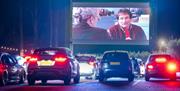 Image shows Mrs Doubtfire Movie on Big Screen at Let's Go Hydro