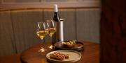 Food and drinks on table