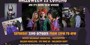 Image is photos of Halloween characters appearing in Bow Street Mall shopping centre Lisburn 2022