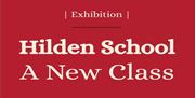 Image shows red Hilden School Exhibition Sign