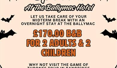 Promotional image for Ballymac Hotel Halloween deal £170 for a family of 4