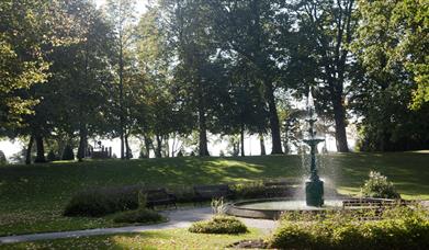 Image is of gardens and Wallace fountain