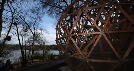An image of the Sphere with the Hillsborough Lake in the image