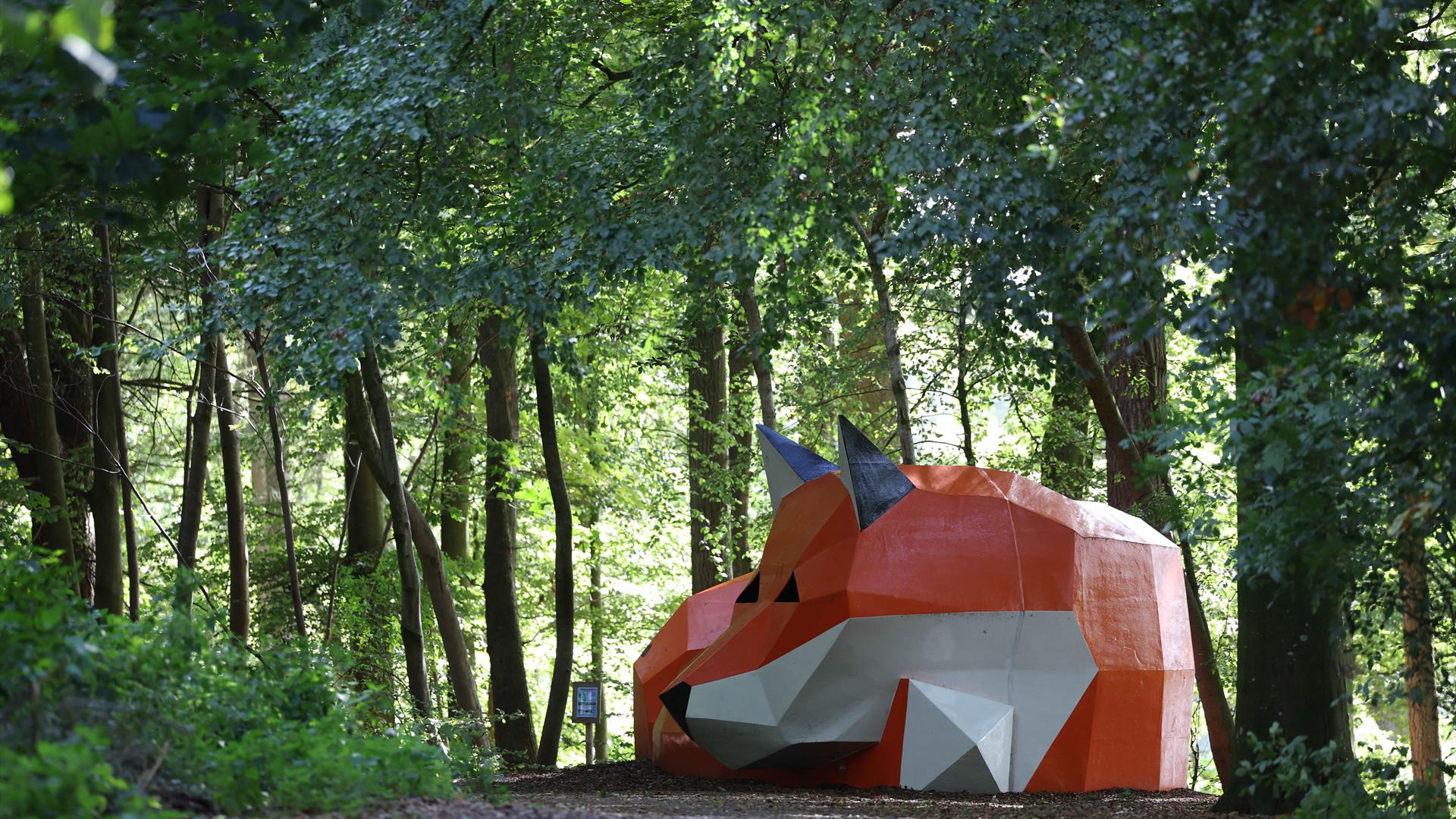 Rusty the Fox sculpture in Hillsborough Forest Park