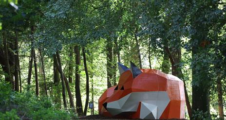 Rusty the Fox sculpture in Hillsborough Forest Park