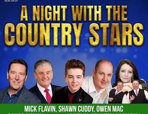 Image is of a poster showing the 6 country stars in concert at Lagan Valley Island