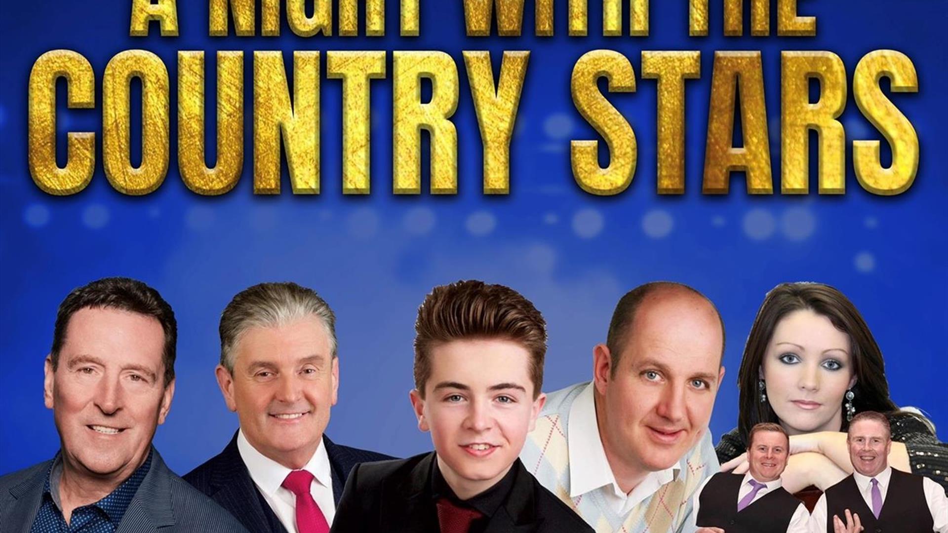 Image is of a poster showing the 6 country stars in concert at Lagan Valley Island