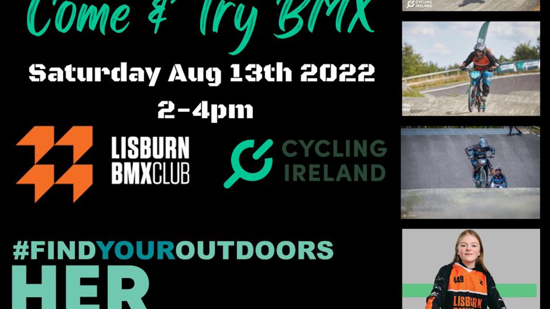Image is of poster advertising the Ladies & Girls BMX event