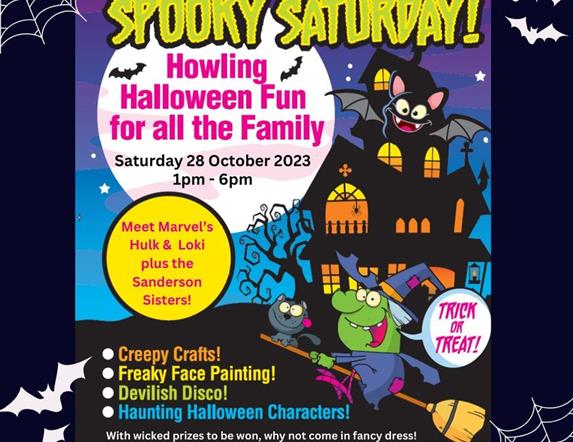 Image is of a poster advertising Spooky Saturday at Dundonald International Ice Bowl