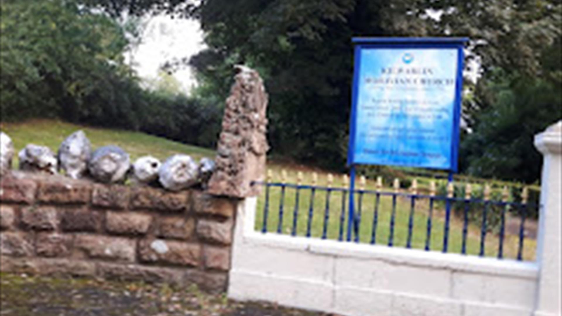 Front gate showing noticeboard
