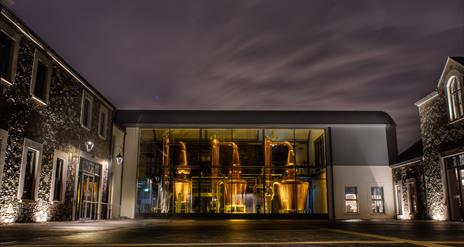 An image of the courtyard at the Hinch Distillery
