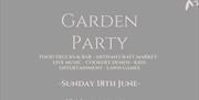 Posteer image with writing advertising Larchfield Estate Garden Party