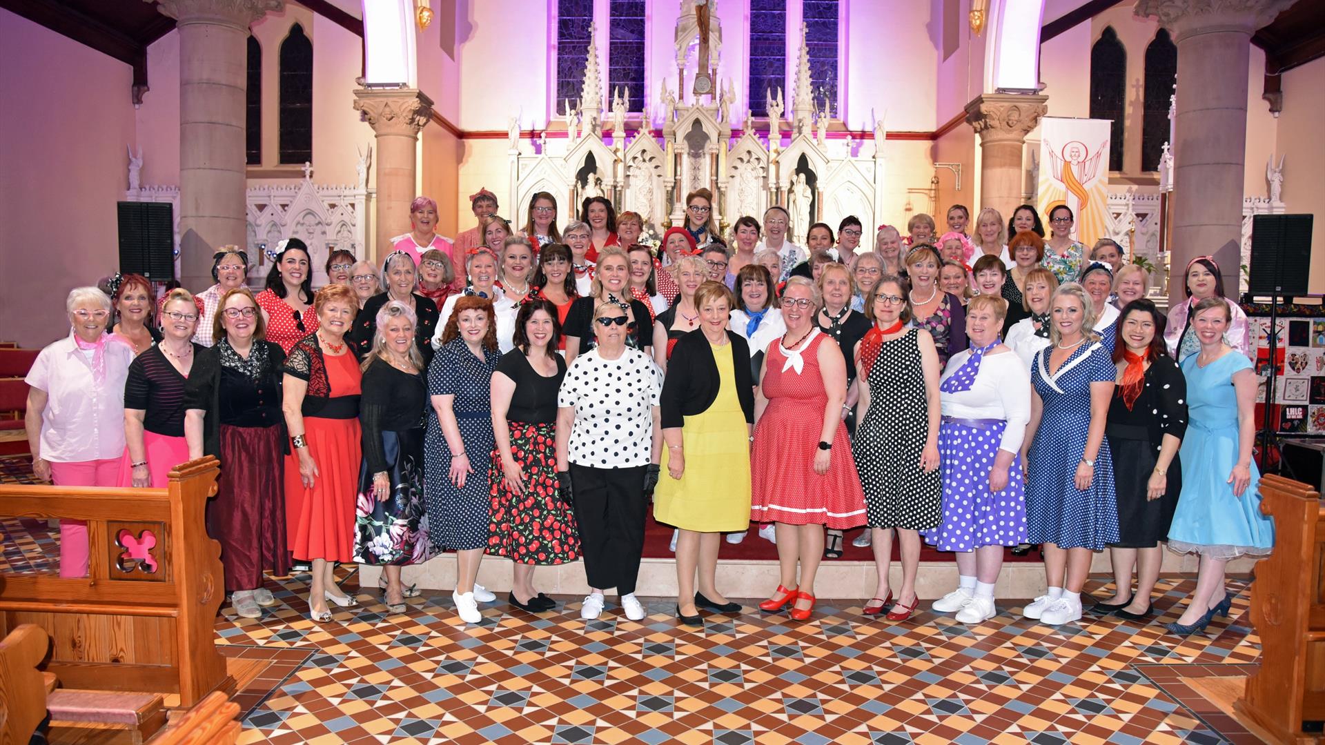 Picture of the Lisburn Harmony choir inside a church