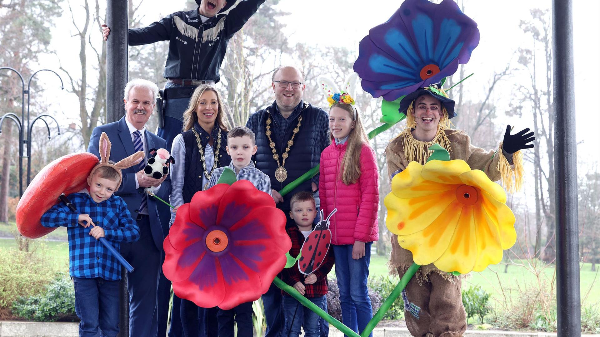Mayor of Lisburn with his family and characters dressed up