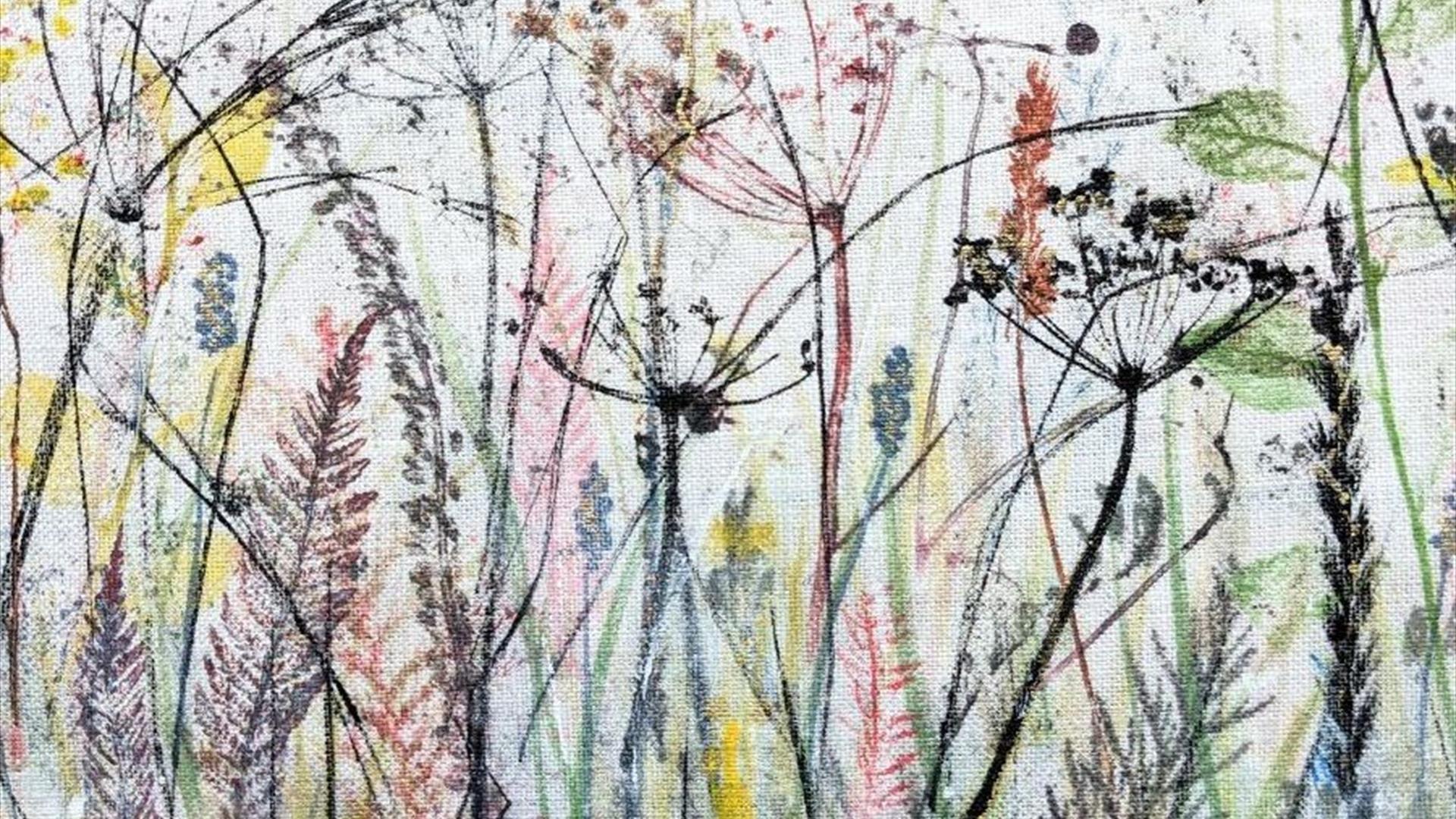 Image is of linen print by artist Ruth Osborne