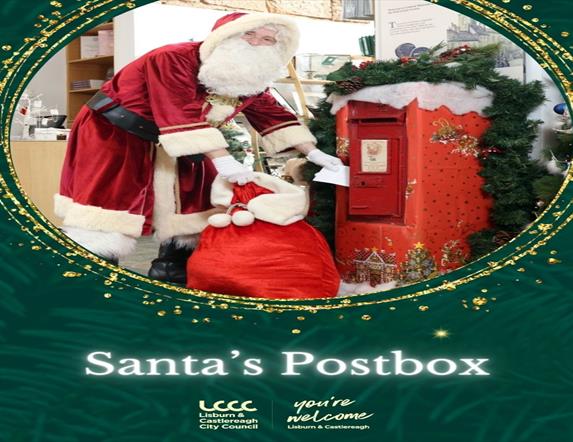 Image is of Santa Claus emptying the post box into his Christmas sack