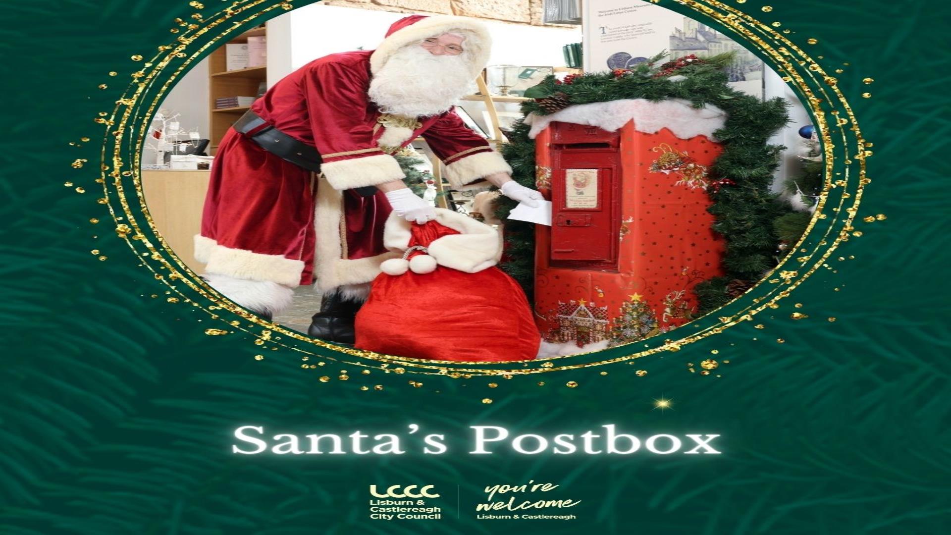 Image is of Santa Claus emptying the post box into his Christmas sack