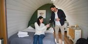 Couple in a glamping pod @ Streamvale
