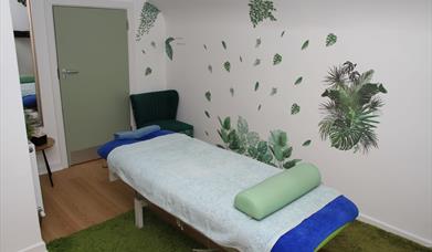 Image is of a treatment room at Therapy Zone